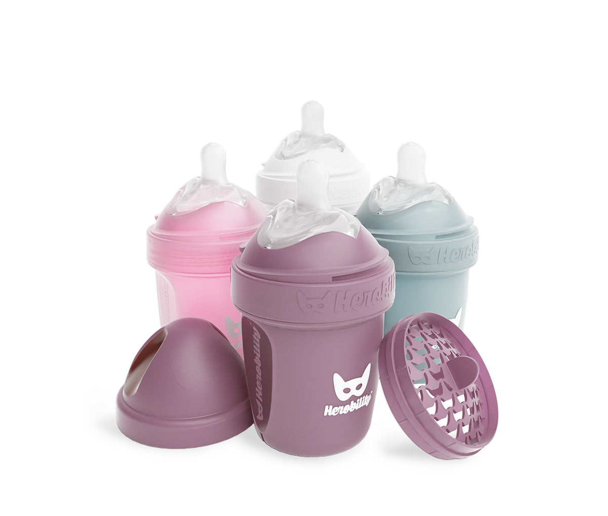 4-pack 140ml/5 floz Baby Bottles - Hawthorn Rose, White, Gray and Pink