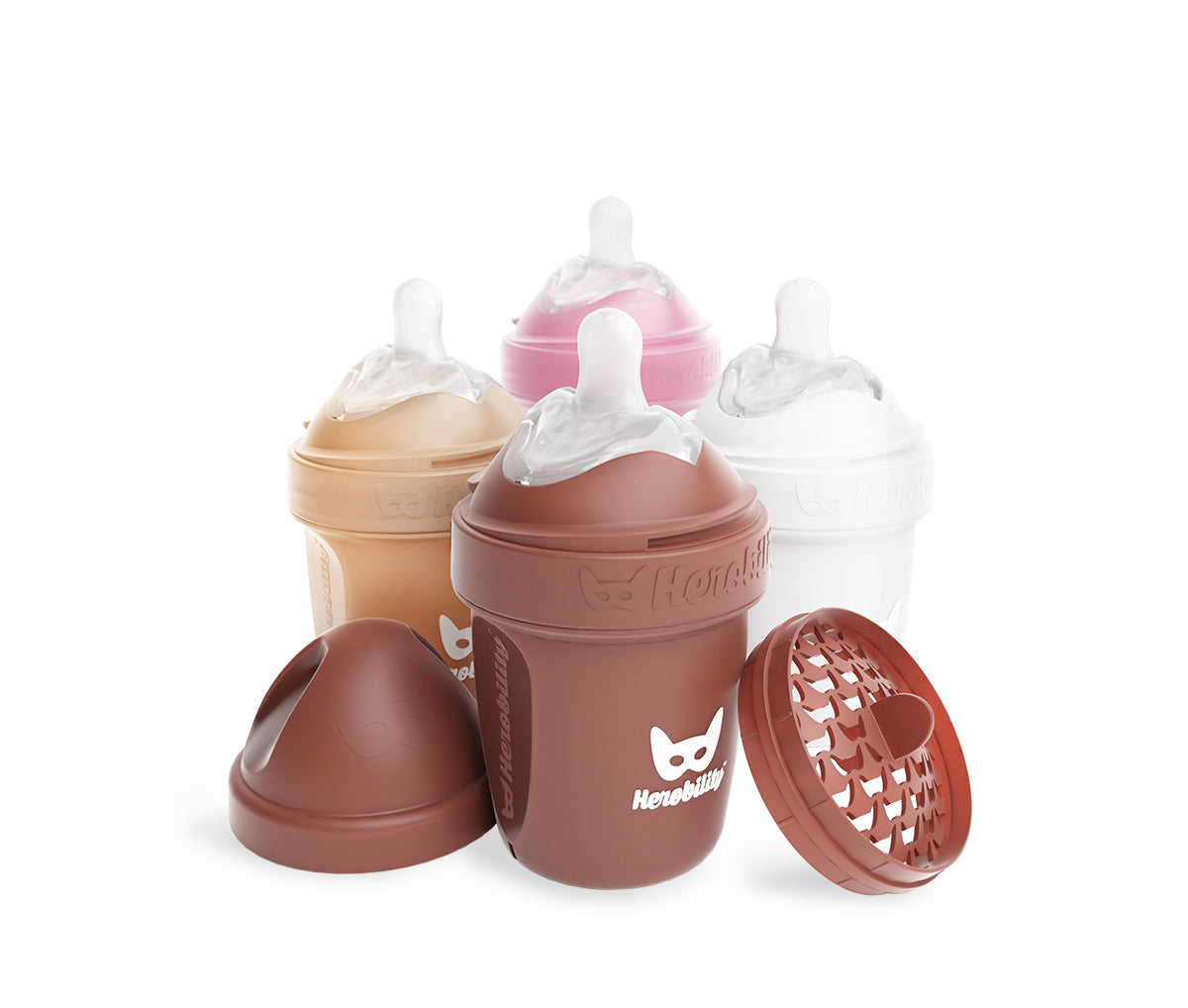 4-pack 140ml/5 floz Baby Bottles - Woodchuck, Sand, Pink and White