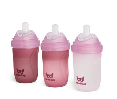 3-Pack Heat-Sensing Glass Baby Bottles 220 ml, Rose 
