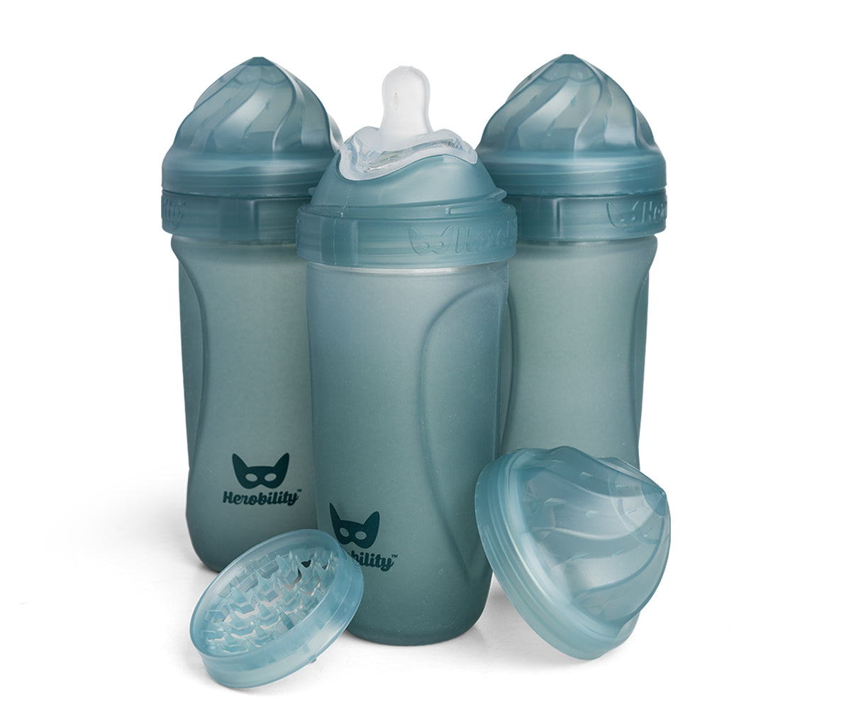 3-Pack Heat-Sensing Glass Baby Bottles 320 ml, Teal