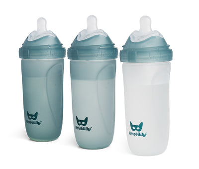 3-Pack Heat-Sensing Glass Baby Bottles 320 ml, Teal