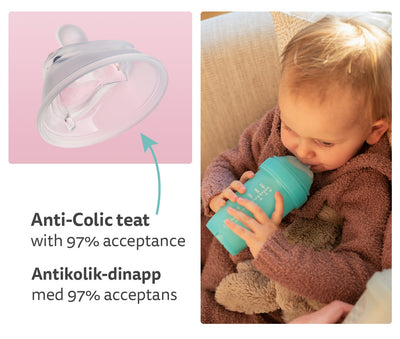 Double Anti-Colic Baby Bottle LT 140 ml/5 floz White