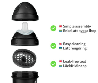 Babyflasche mit doppeltem Anti-Kolik-System LT 140 ml, Schwarz (Abverkauf)