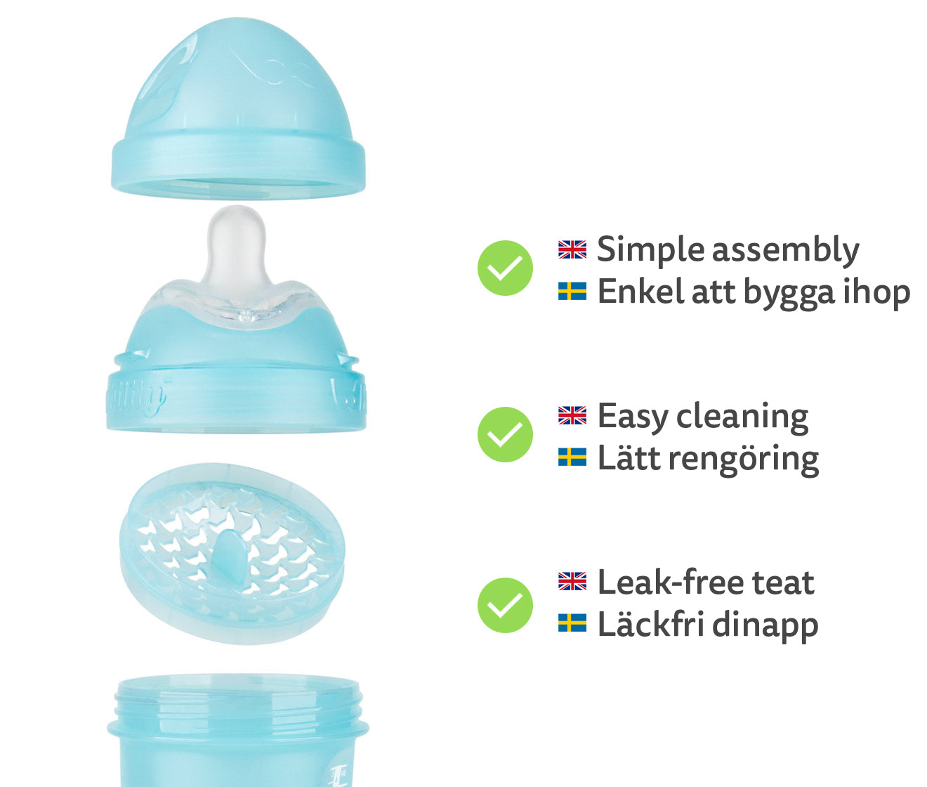Double Anti-Colic Baby Bottle LT 240 ml/8.5 floz Blue