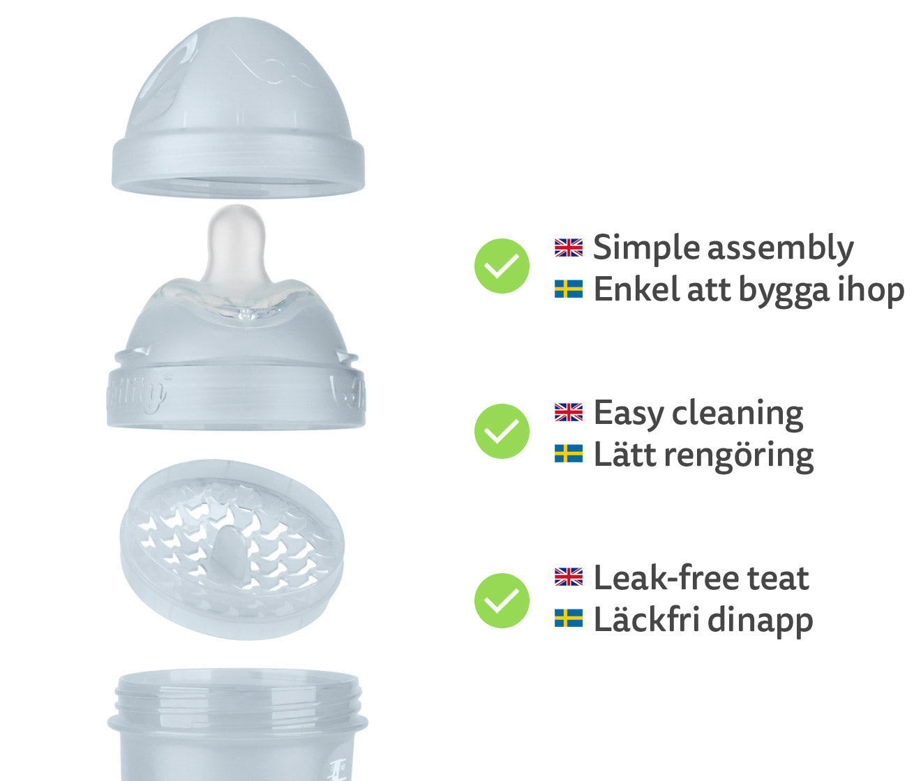 Double Anti-Colic Baby Bottle LT 140 ml/5 floz Gray