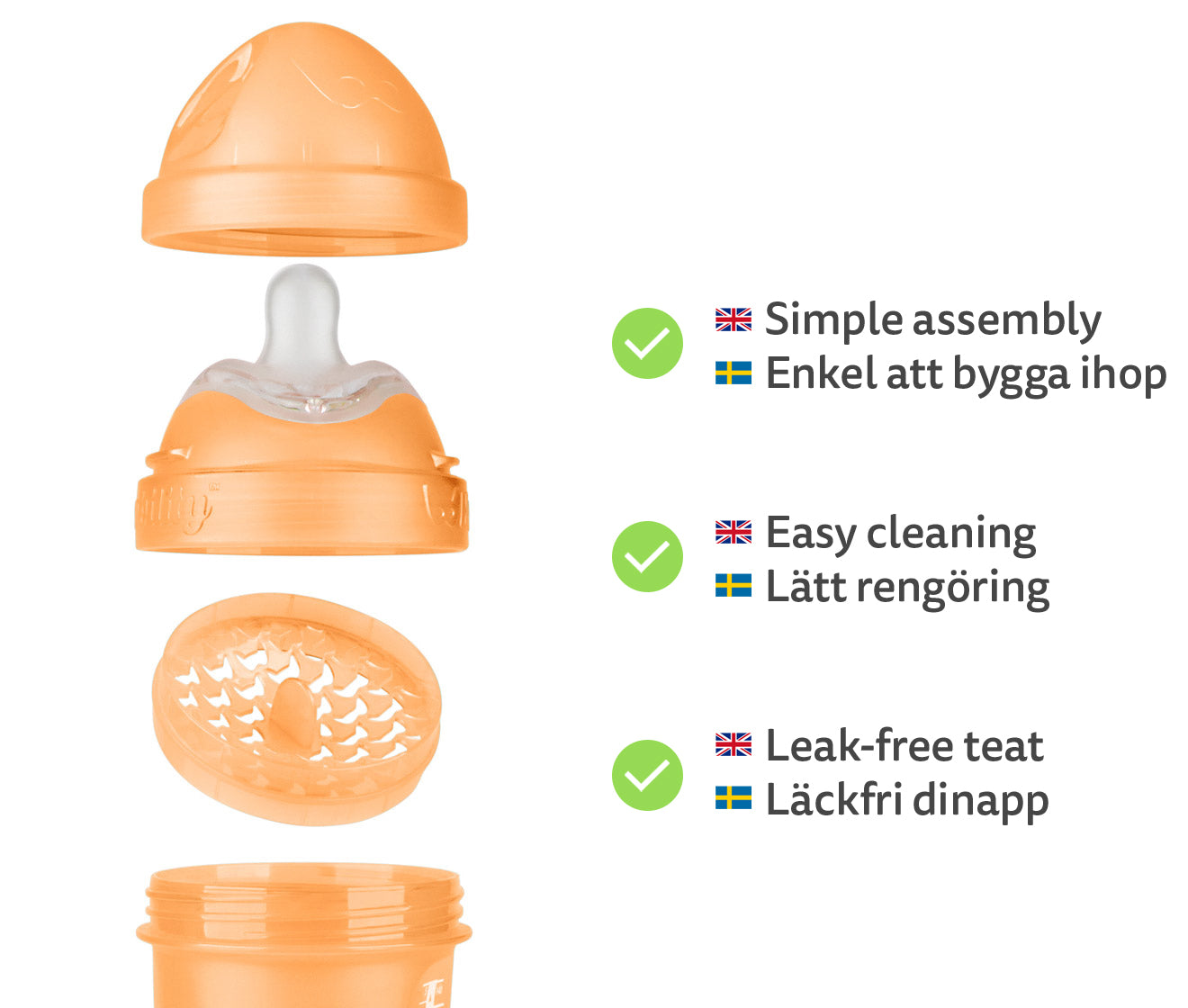 3-pack Baby Bottles 240 ml – Peach