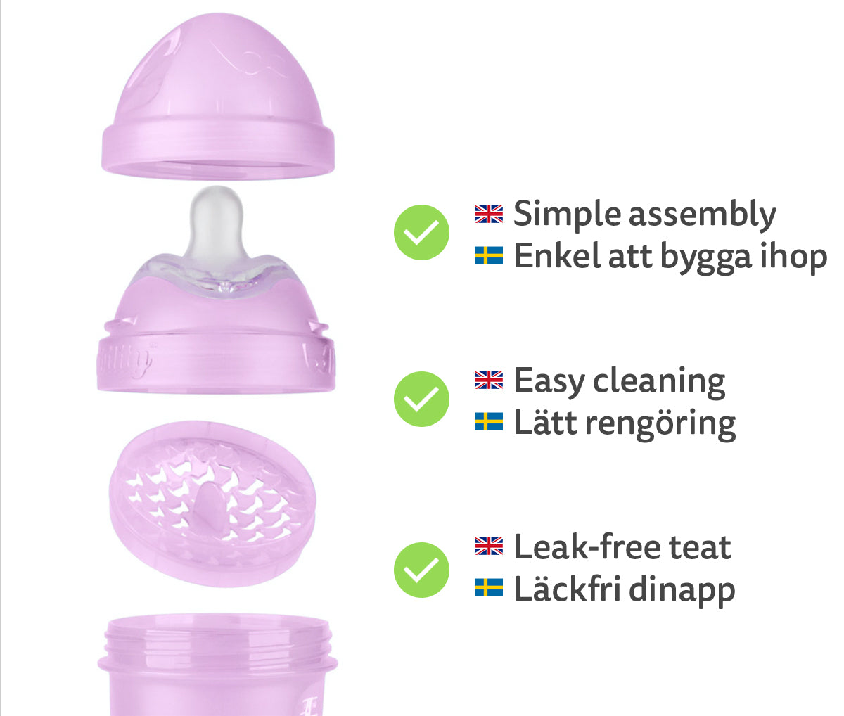 3-pack Baby Bottles 240 ml – Purple