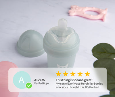 Double Anti-Colic Baby Bottle LT 140 ml/5 floz Gray